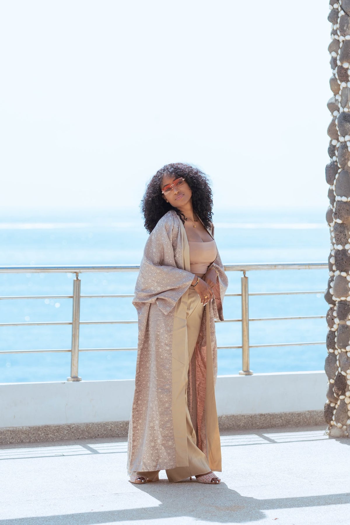 Ensemble Kimono beige et pantalon