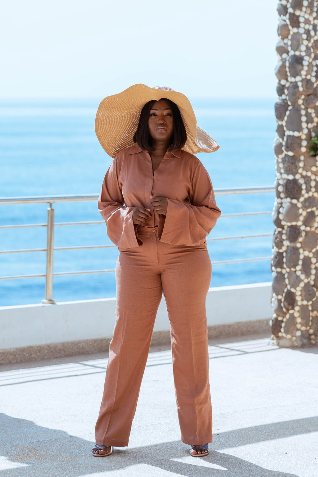 Ensemble en lin terracotta