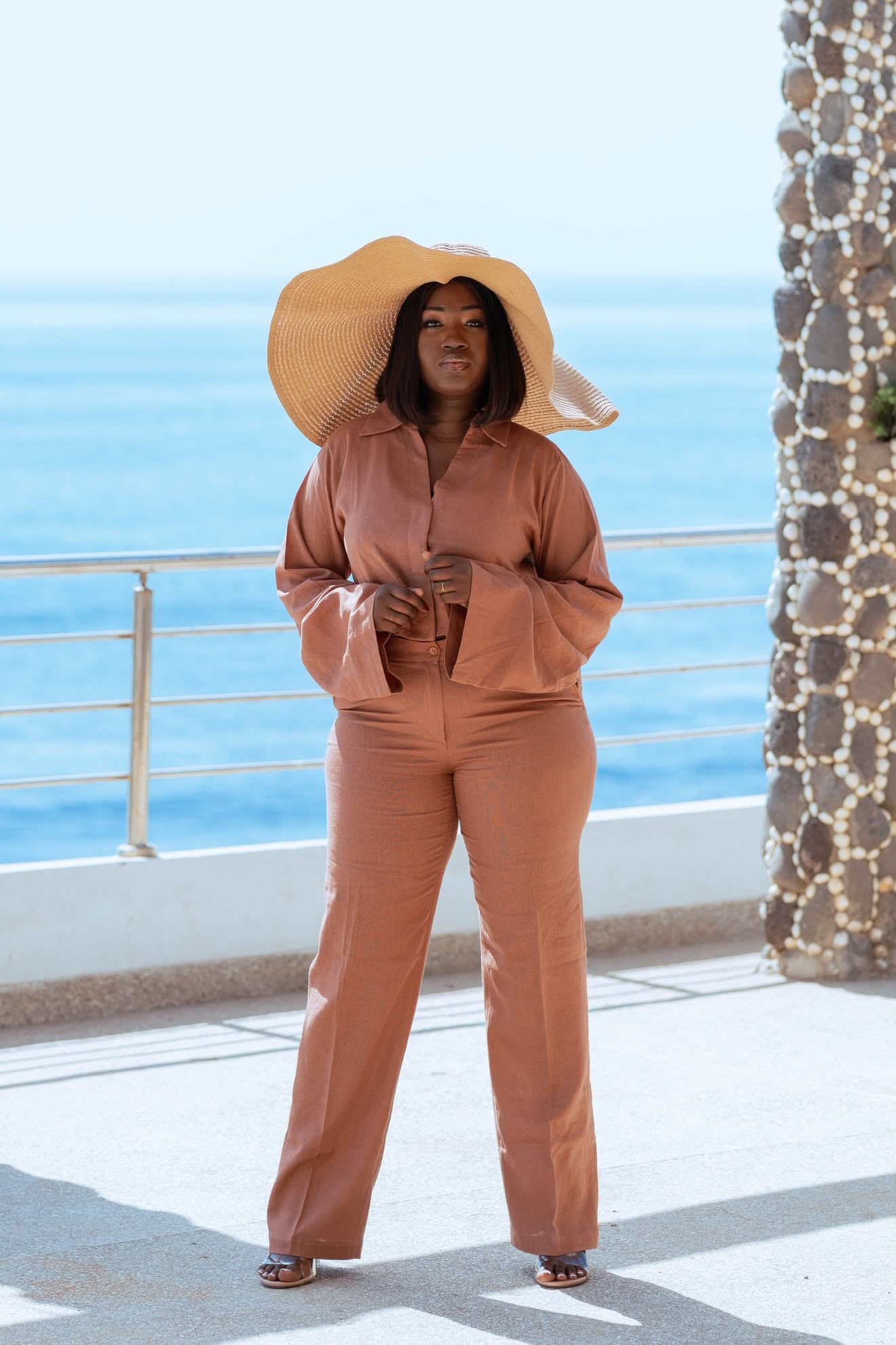 Ensemble en lin terracotta