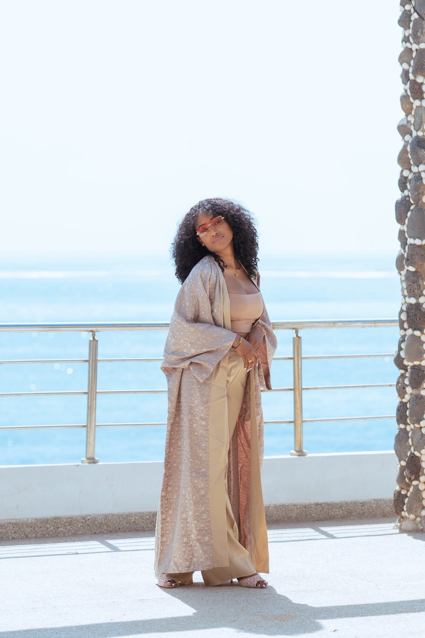 Ensemble Kimono beige  et pantalon
